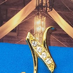 #1478,  10K GP, N VINTAGE BROOCH, Cz DIA 1.75"IN
