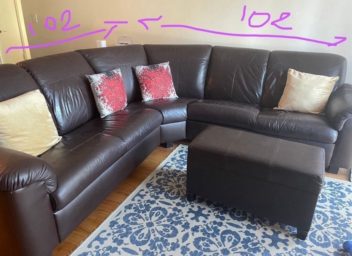 Cow leather sectional couch