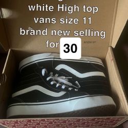White And. Black High Top Vans 