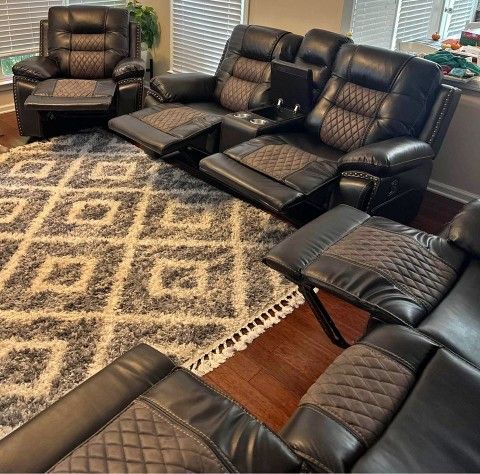 Free Delivery💥Brand New Leather Sofa + Loveseat + Chair | Same Day Delivery ✓