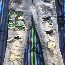 Amiri Snake Art Patch Jeans