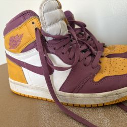 Purple, yellow, & white jordan 1s