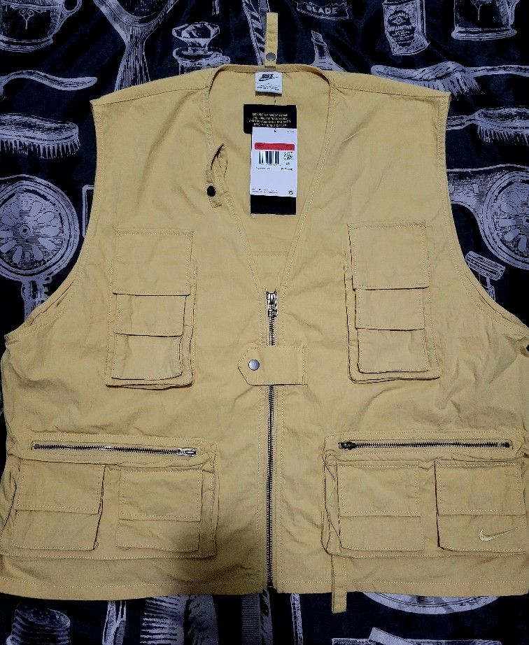 Men's Nike Life Utility Vest Full Zip Cargo Pockets $175 FN3214-252 Size L