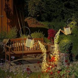 1pc Solar Watering Can, Watering Can Solar Lights Outdoor Garden Decorative, Watering Can Lights Solar Powered With Hooks, Solar Watering Can For Mom'