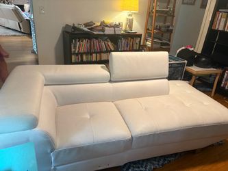 White Leather Sofa with Adjustable Headrests