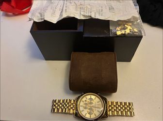 Michael Kors Gold-Tone Chronograph Watch with Box