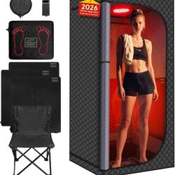 MIXC Upgraded Infrared Sauna Box – Ideal for Relaxation & Detoxification | Includes Folding Chair | Multi-Layer Full-Body Sauna Tent