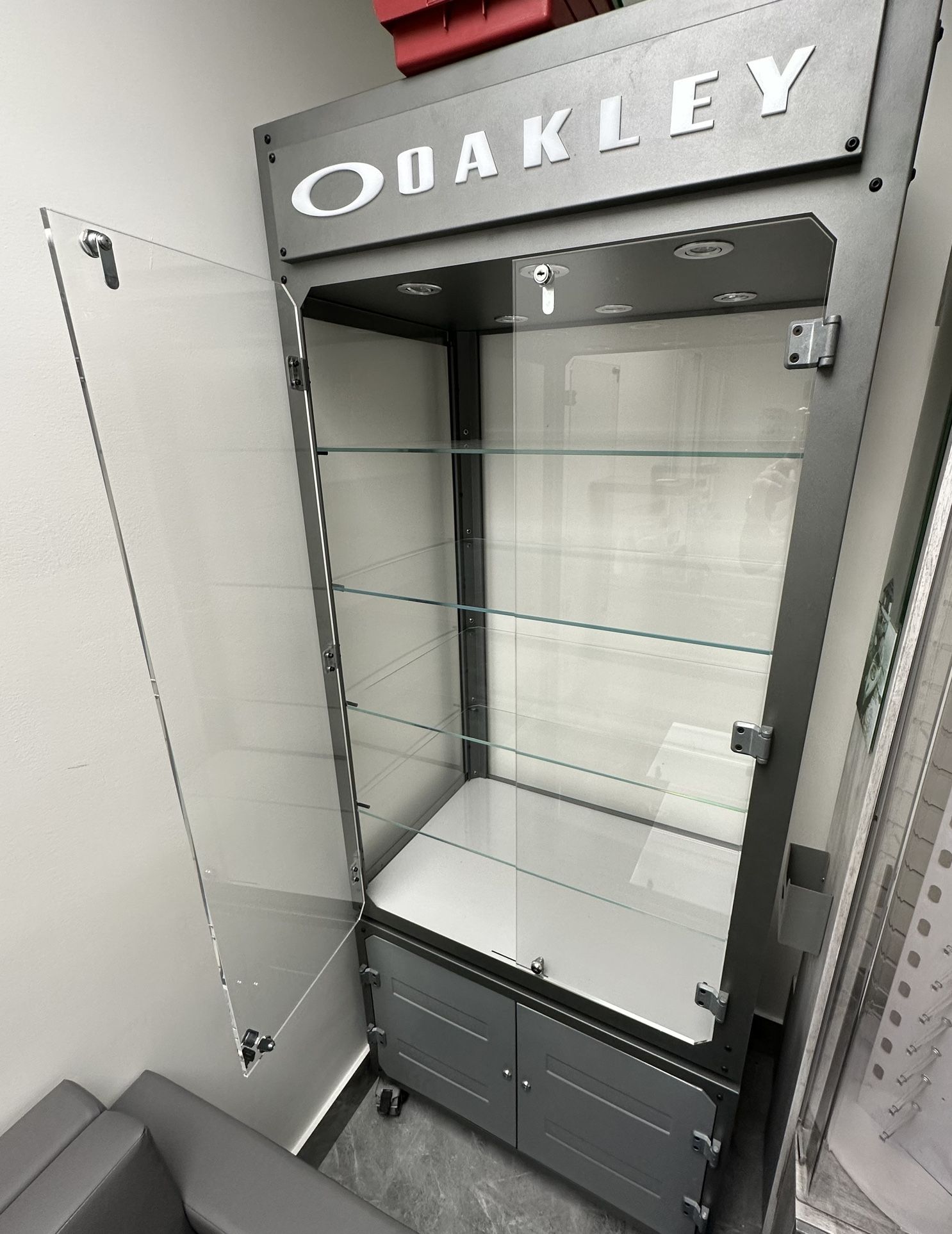 Oakley Eyewear Tower 4.0 Double Wide Display Cabinet With Lights Metal