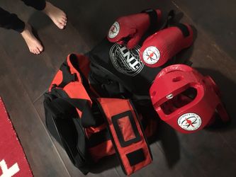 Karate Gear- Head piece, bag & gloves