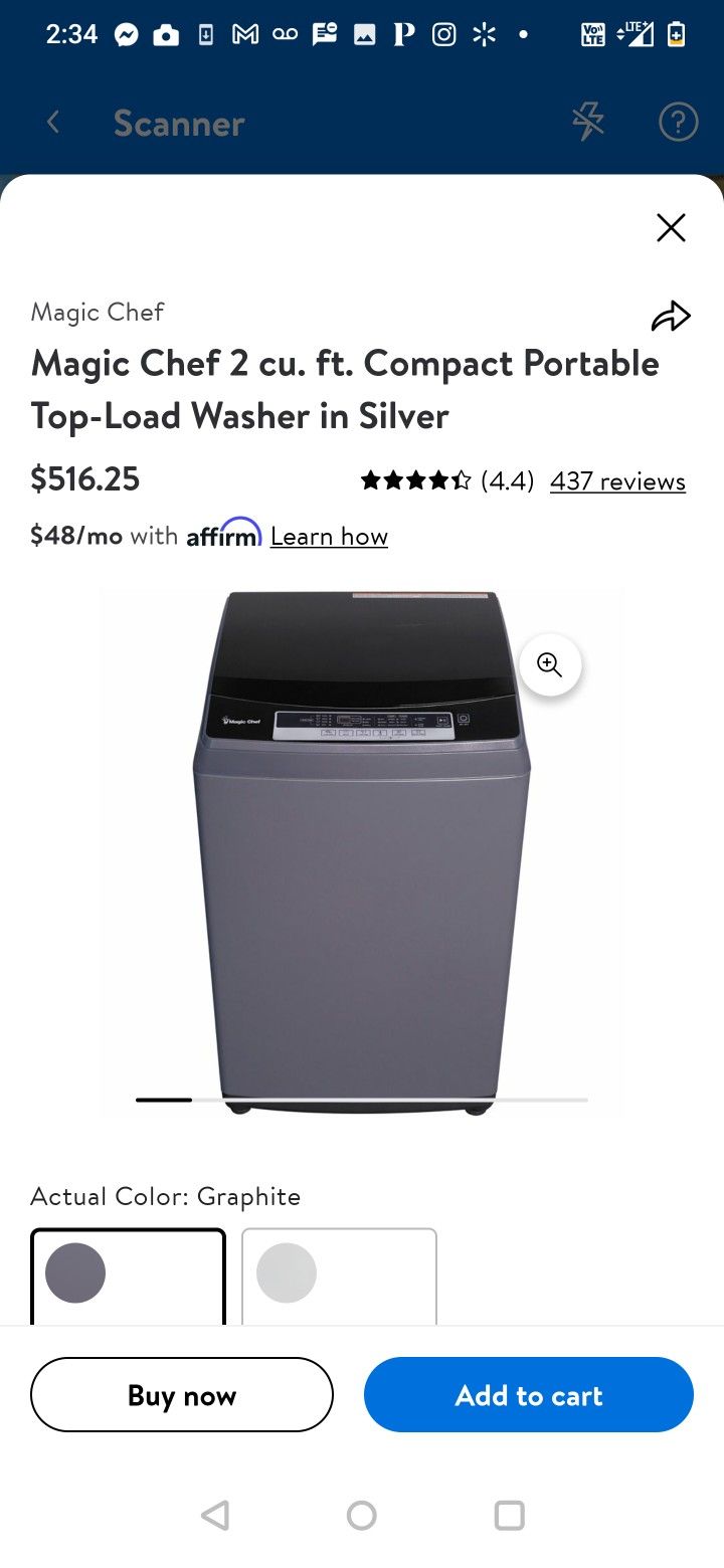 Brand New Magic Chef Portable Washing Machine 2.0 Silver In Color
