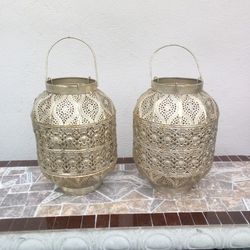 | Beautifully Original *ORNATE BRASS*🕯️ CANDLE 🕯️ Hanging Shade & Holder (set of 2) 