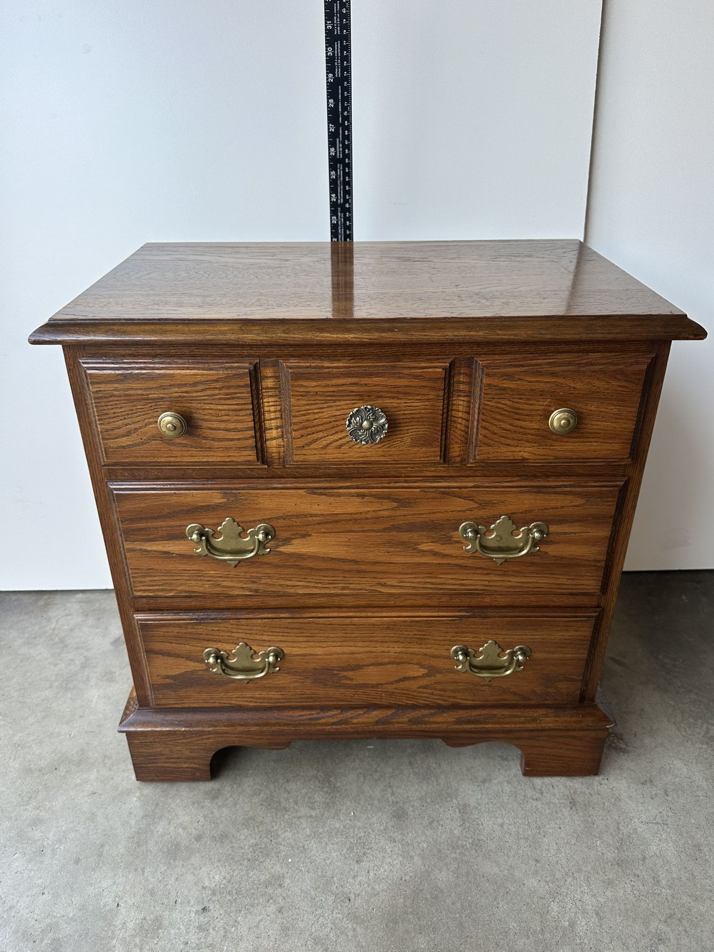 Vintage Pennsylvania House Solid Wood Three Drawer Nightstand End Table