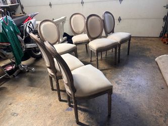 French Country Style white wash chairs (6)
