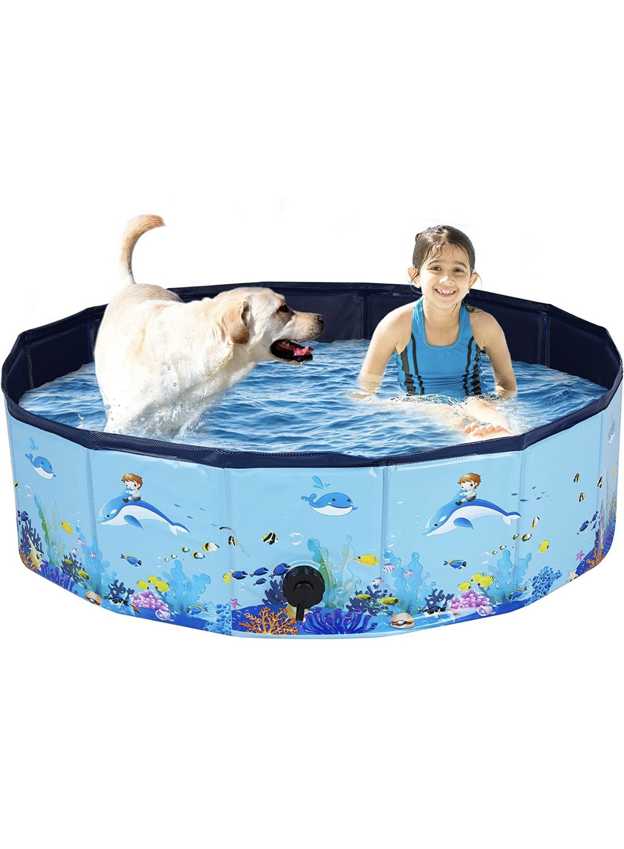 WEISIP Foldable Pet Dog Pool,Outdoor Portable Plastic Pet Dog Bath Tub Kids Swimming Pool for Dogs Cats and kiddies