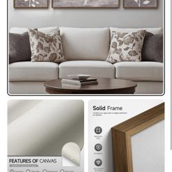 Large Framed Tree of Life Neutral Wall Art, 3 Piece Vintage Rustic Canvas Prints