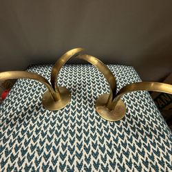 Midcentury Ystad Metall Sweden Ivar Ahlenius Bjork Pair Brass Lily Candlesticks