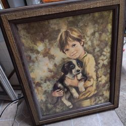 Little Boy And His Puppy 