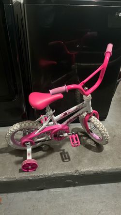 Kids Pink and White Bike with Training Wheels
