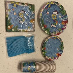 Pool Party Set Plates Cups Napkins Silverware