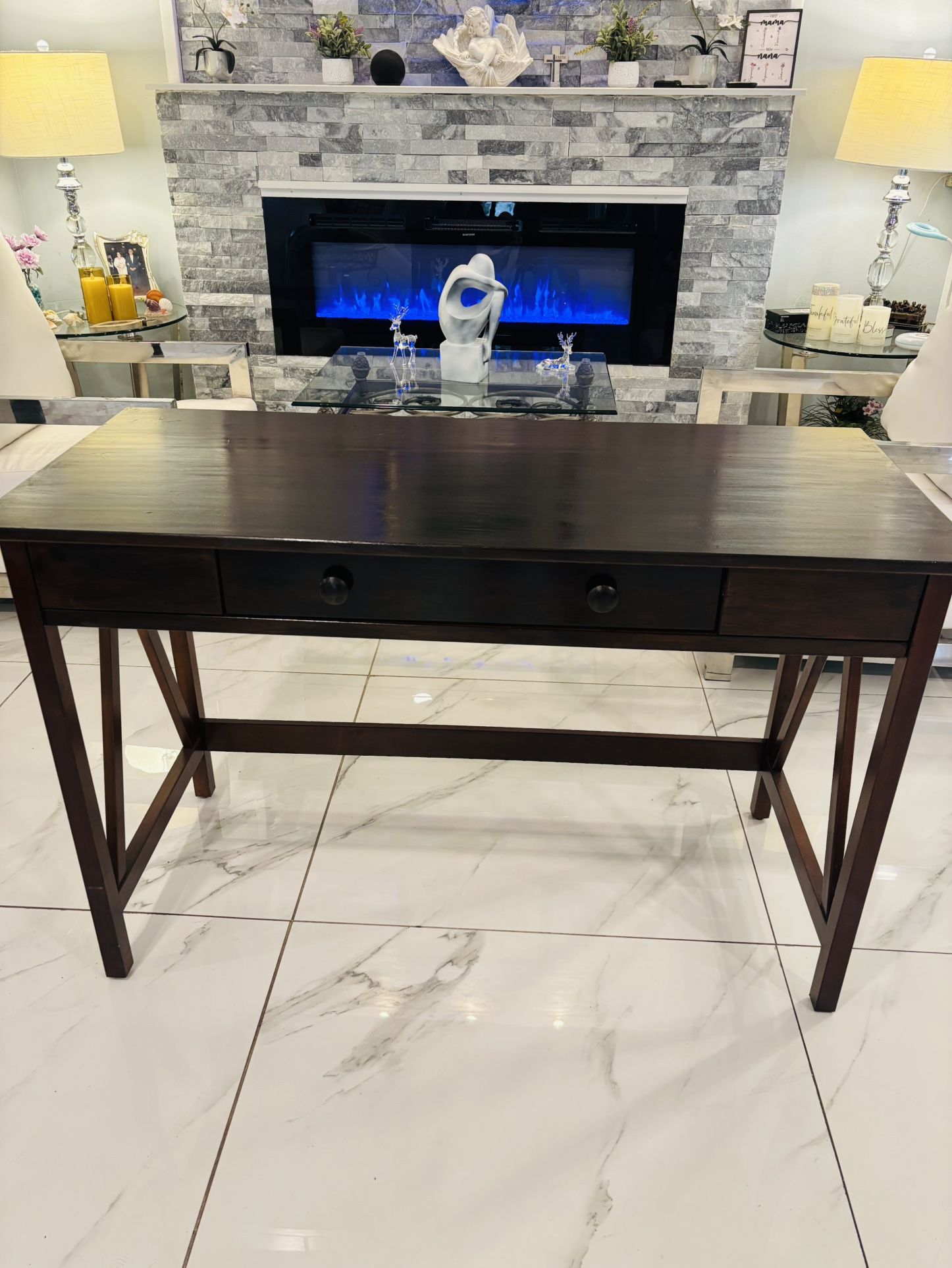 Mid-Century Modern Desk β Antique Tobacco Finish