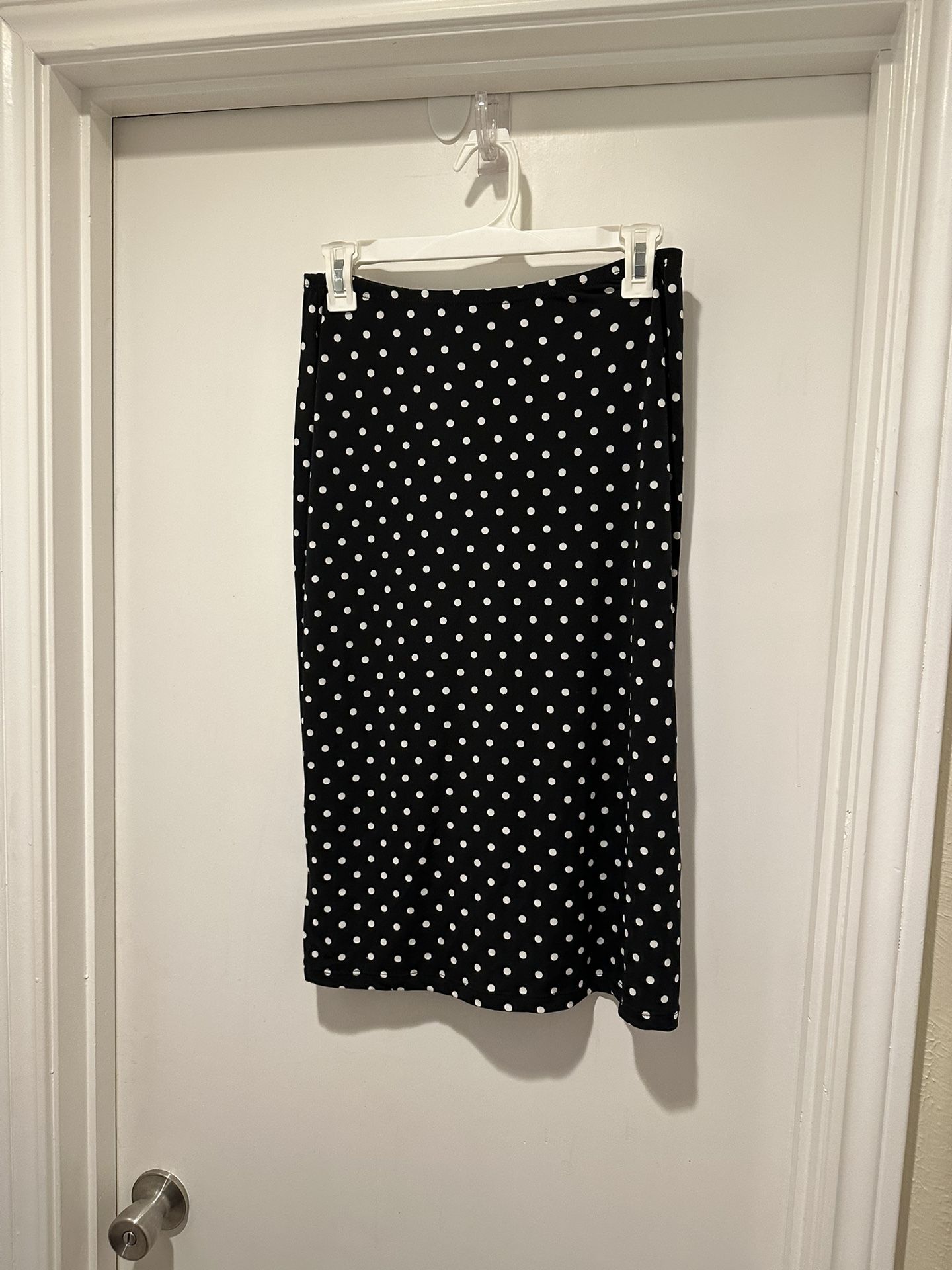 New Directions Black And White Polka Dot Pencil Midi Skirt Size M