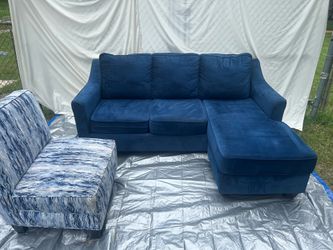 Royal blue sofa w chaise