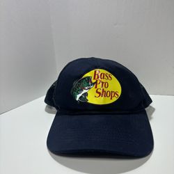 Bass Pro Shops Logo ~ Mesh Snapback Hat Fishing Outdoors ~ Navy Blue ~