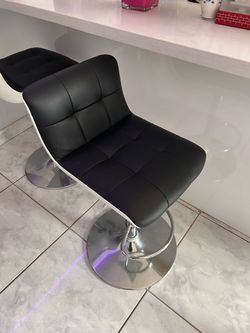 Black Faux Leather Adjustable Bar Stools