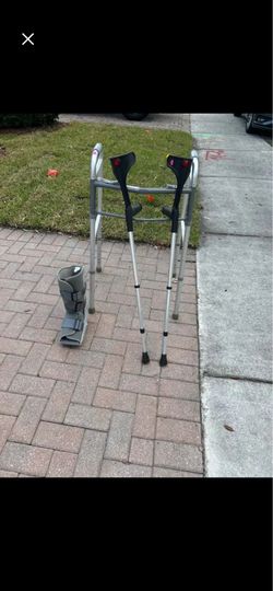 Walker + Clutches + Orthopedic Boot