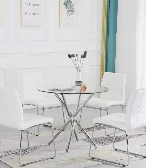 Modern SICOTAS Round Glass Dining Table – Compact & Contemporary - Pick Up Only