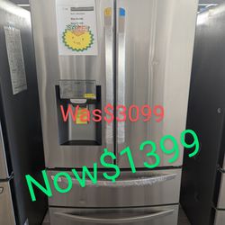 Extra 10% Off 28 Cu.Ft French Door Refrigerator With Water And Ice 0% Interest Financing Available 