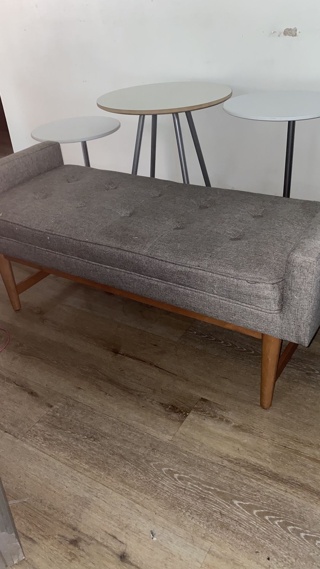 Alona Mid Century Modern Medium Gray Bench.