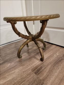 Vintage 1960s Syroco Scroll coffee Table Glass Top