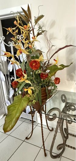 Flower arrangement, artificial with decorative  urn