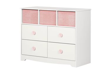 White 4-Drawer Dresser with Cubbies