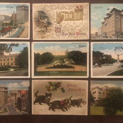 9 Antique Ohio Postcards +2 Christmas Used Postcards 1 & 2 Cent Stamps Early 1900s 
