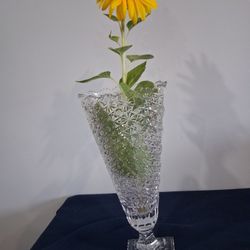 Vintage Crystal Cut Glass Flower Vase 