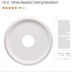 Lot of 7 NEW Hampton Bay 16 in. White Beaded Ceiling Medallion with 4” hole. Lot Of 7 Of Them