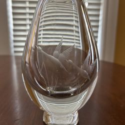 Elegant Clear Glass 6 Inch Tall Etched Glass VASE