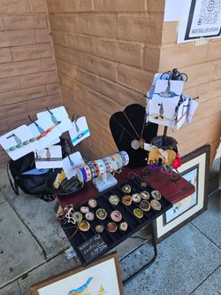 Artworks, Myuki bracelets, walnut-shell necklaces