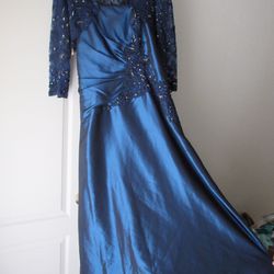 Mother Of The Bride Royal Blue Dress With Beading And Sequence 