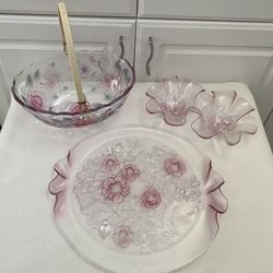 Vintage MIKASA Floral Rosella Roses Large Platter Basket Candy Dish