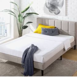 Zinus Lottie Upholstered Platform Bed w/ USB – Twin Beige (Model ZIN32129) NEW