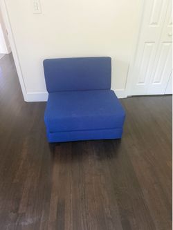 A moving sale: Convertible Blue Sleeper Chair / Folding Lounge Chair