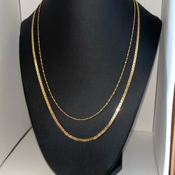 18K COATED STERLING SILVER NECKLACE 18 & 20 INCH