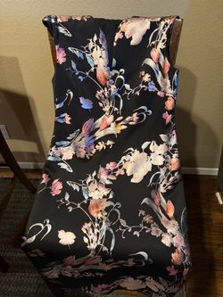 Black Floral Print Sleeveless Dress