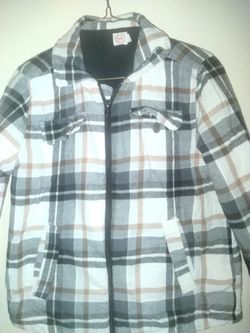 Plaid Zip-Up Flannel Shirt Jacket for boys size 10-12