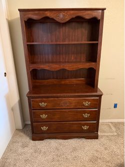 Wooden Dresser with Drawers and Shelves and Matching Desk