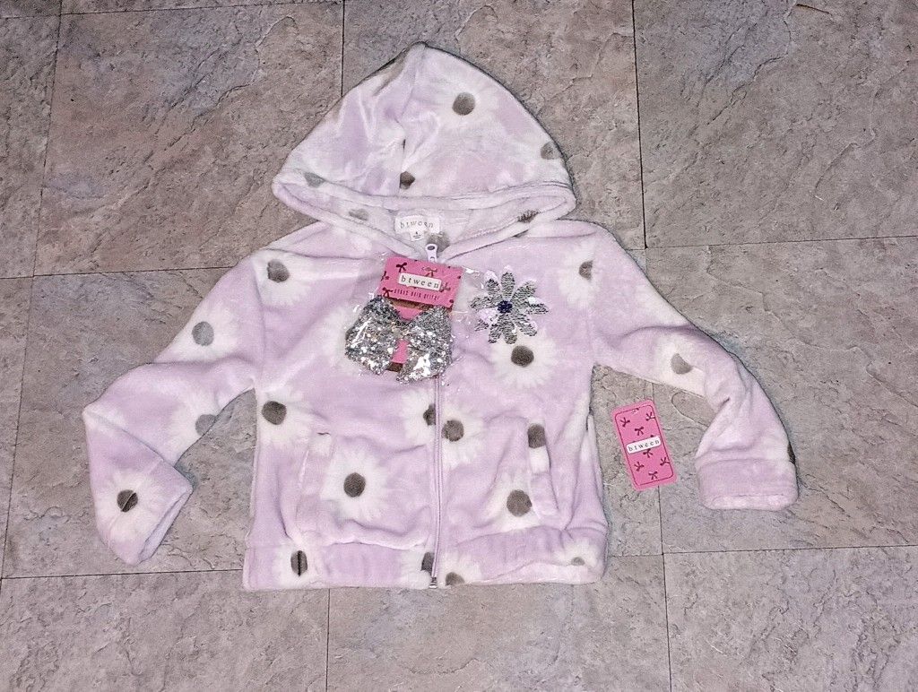 Btween Toddler Flower Soft Fleece Hooded Jacket