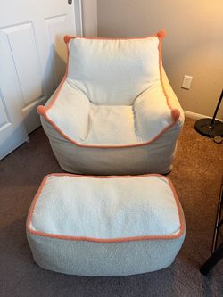 White Plush Chair + Matching Footrest